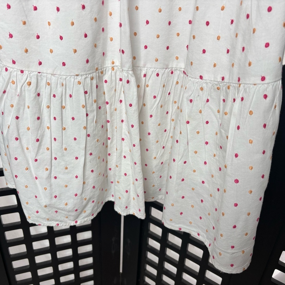 🤍LOFT White Midi Dress Pink Lace Accents Lined Comfy Soft Cotton Blend M🤍 - Picture 5 of 12